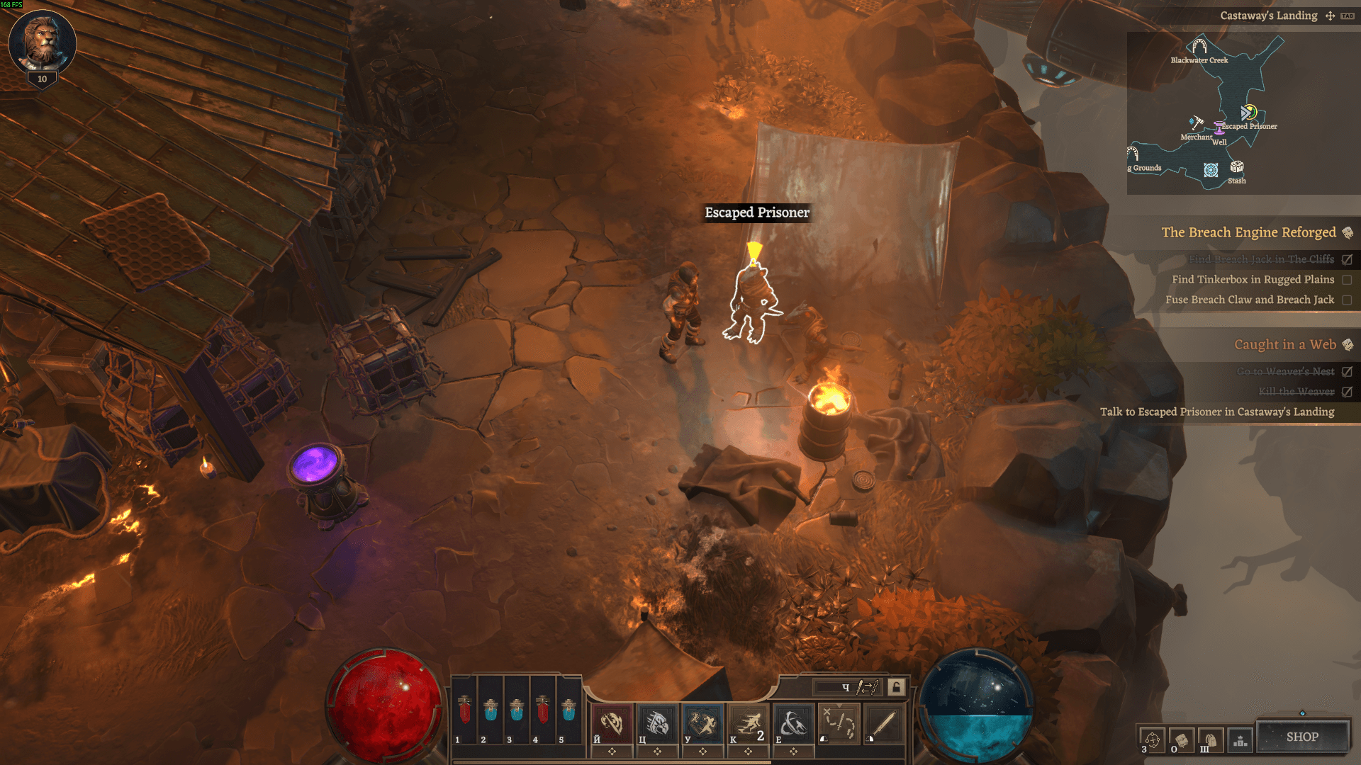 Caught in a Web Step 3 — Talk to Escaped Prisoner in Castaway's Landing